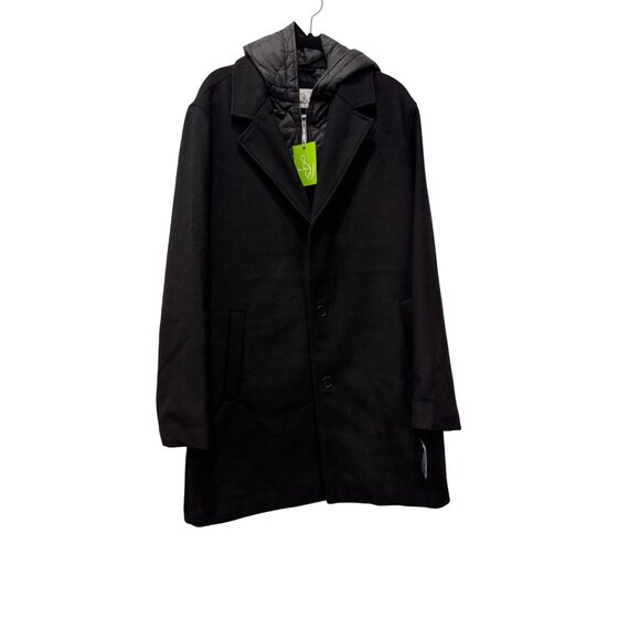 New Sam Edelman Men's Size XL Single Breasted Wool Blend Hooded Coat with Bib - Picture 1 of 16